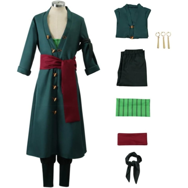 Men'S Kimono Accessories - Erkekler Anime Kimono Cosplay Kostüm Yeşil